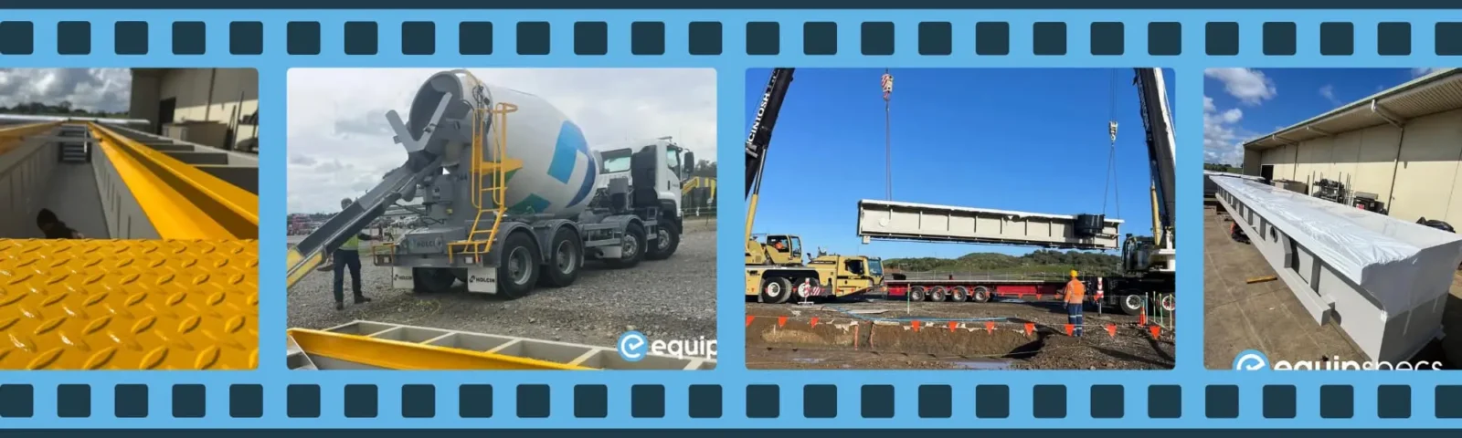 EquipSpecs prefabricated steel inspection pits during fabrication, crane placement, and concrete reinstatement — showcasing the full installation process in New Zealand workshops.