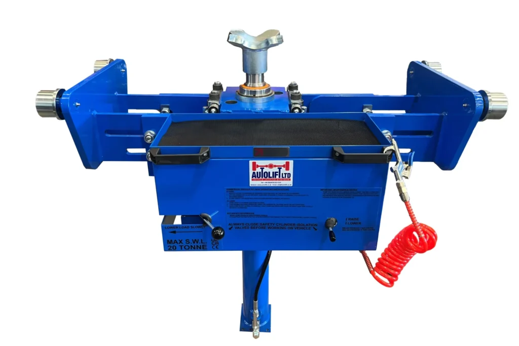 Autolift 20 tonne single ram pit jack for heavy vehicle workshops, air operated commercial pit jack for truck servicing and inspection pits