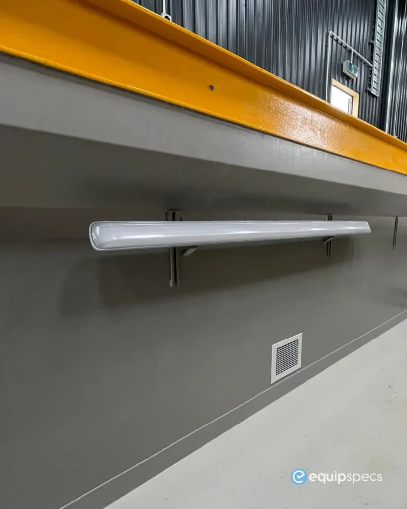 Heavy vehicle inspection pit with integrated lighting, ventilation outlet, and workshop service rail installed by EquipSpecs, designed to support safer and more efficient workshop operations.