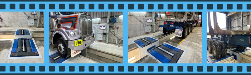 Ryme FRU 4 roller brake tester installed in a heavy vehicle workshop inspection pit in New Zealand